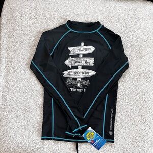 Men's Black Rash Guard with Blue Trim